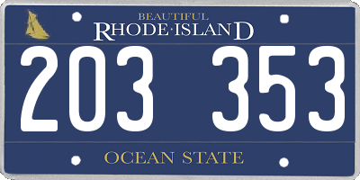 RI license plate 203353