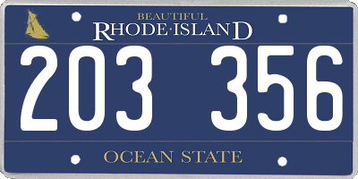 RI license plate 203356