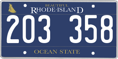 RI license plate 203358