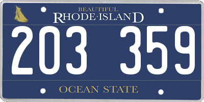 RI license plate 203359