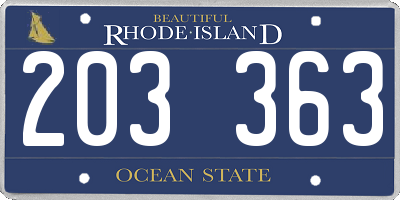RI license plate 203363
