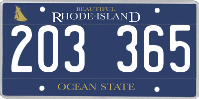 RI license plate 203365