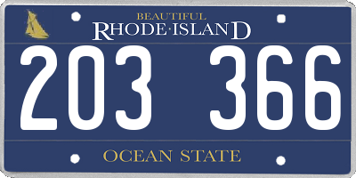 RI license plate 203366