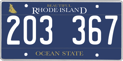 RI license plate 203367