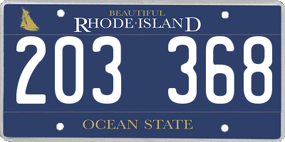 RI license plate 203368