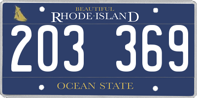 RI license plate 203369