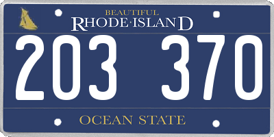 RI license plate 203370