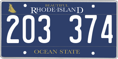 RI license plate 203374