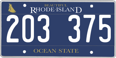 RI license plate 203375