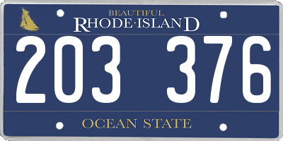 RI license plate 203376