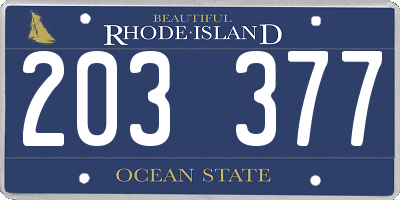 RI license plate 203377