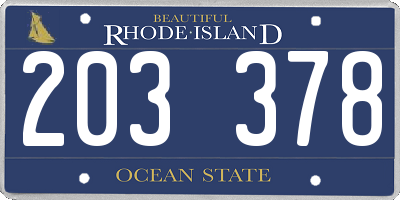 RI license plate 203378