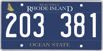 RI license plate 203381