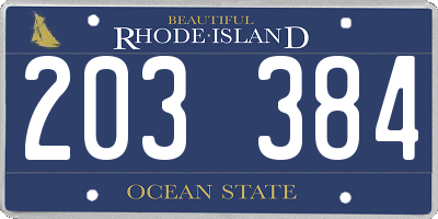 RI license plate 203384