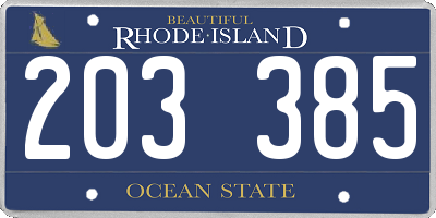 RI license plate 203385