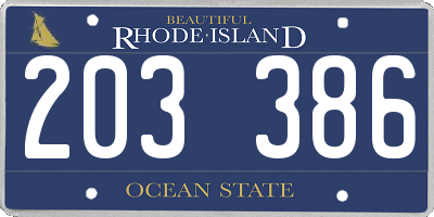 RI license plate 203386