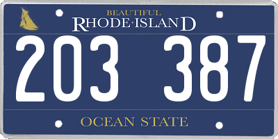 RI license plate 203387