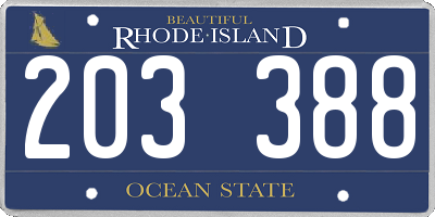 RI license plate 203388