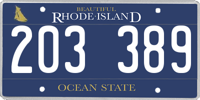 RI license plate 203389
