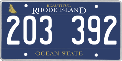 RI license plate 203392