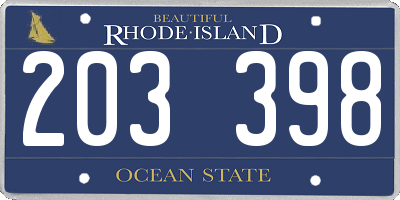 RI license plate 203398