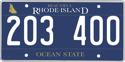 RI license plate 203400