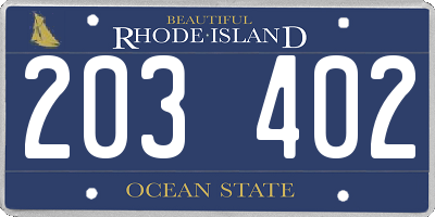 RI license plate 203402