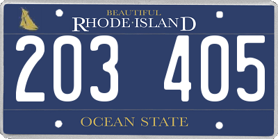 RI license plate 203405