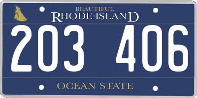 RI license plate 203406