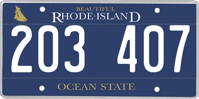 RI license plate 203407