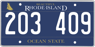 RI license plate 203409