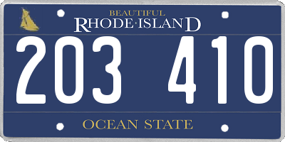 RI license plate 203410