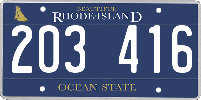 RI license plate 203416