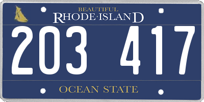 RI license plate 203417