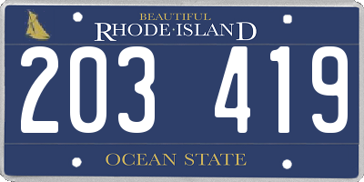 RI license plate 203419