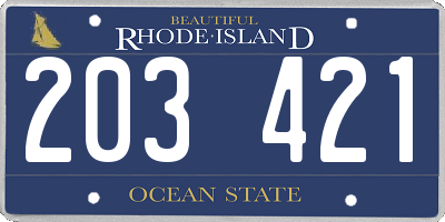 RI license plate 203421