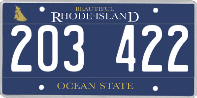 RI license plate 203422