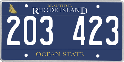 RI license plate 203423