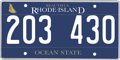 RI license plate 203430