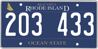 RI license plate 203433