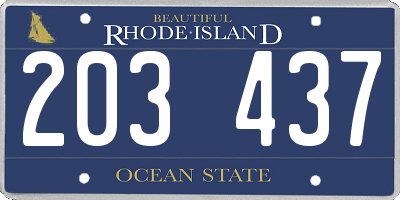 RI license plate 203437