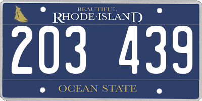 RI license plate 203439