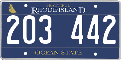 RI license plate 203442