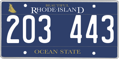 RI license plate 203443