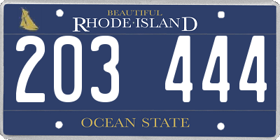 RI license plate 203444