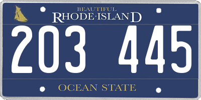 RI license plate 203445