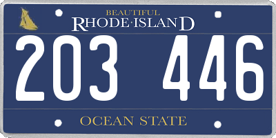RI license plate 203446