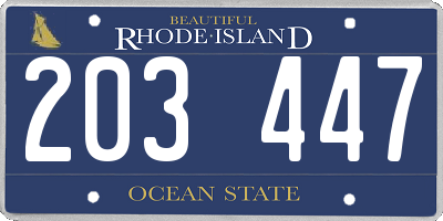RI license plate 203447
