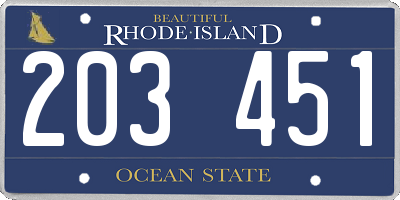 RI license plate 203451