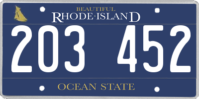 RI license plate 203452